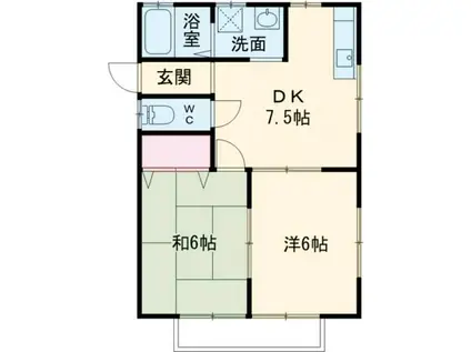 パークサイドもみじが丘(2DK/1階)の間取り写真