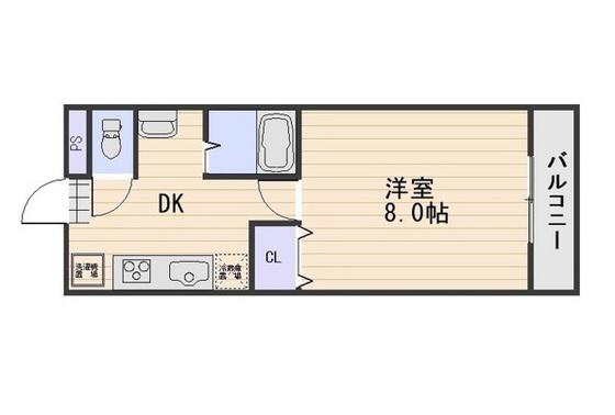 ピア大元駅前(1DK/1階)の間取り写真