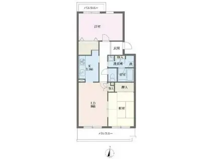 コーポレート中清戸二号棟(2LDK/3階)の間取り写真