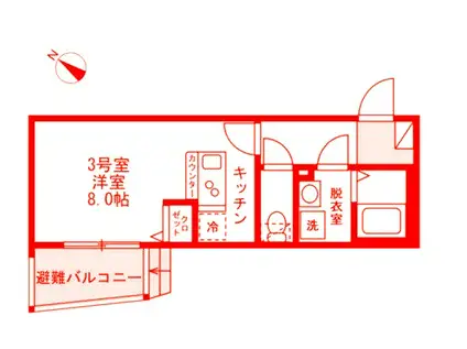 ベイルームMIRAI(ワンルーム/3階)の間取り写真