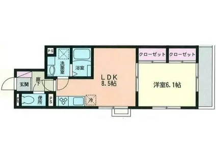 ISIS東向島(1LDK/2階)の間取り写真