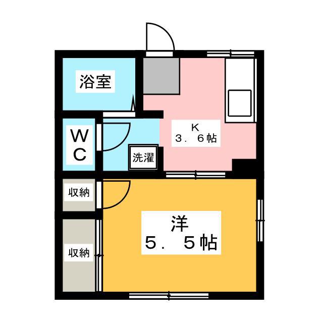 エストソレアードB(1K/1階)の間取り写真