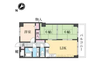 インペリアル花屋敷(3LDK/5階)の間取り写真