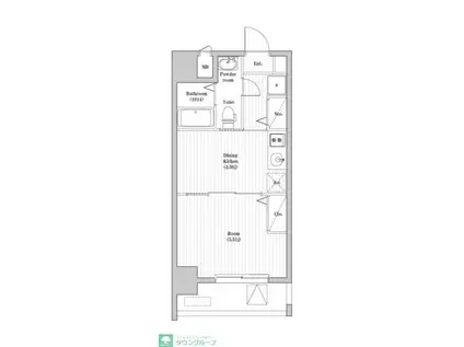 ペアパレス六町2号館(1DK/2階)の間取り写真