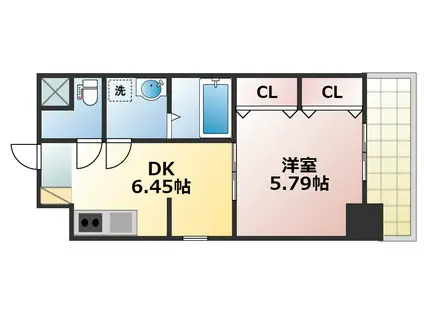 グランシャイニー(1DK/8階)の間取り写真