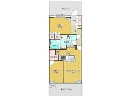 シエリア本郷駅前(2LDK/11階)の間取り写真