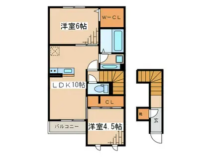 ルリアン(2LDK/2階)の間取り写真