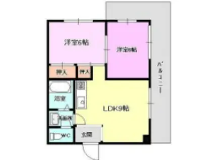 ダイバーシティ神戸長田C棟(2LDK/2階)の間取り写真