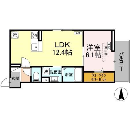 セレスティア南花畑IV(1LDK/2階)の間取り写真