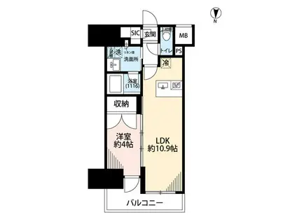 プレール・ドゥーク亀戸VI(1LDK/7階)の間取り写真