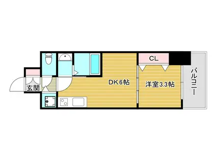 エスタート塚本(1DK/10階)の間取り写真