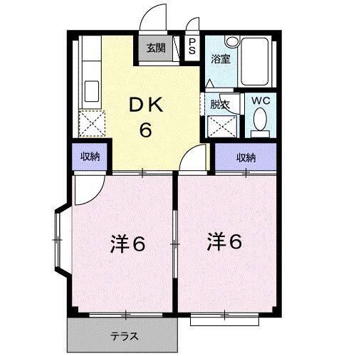 ウッディハイツ(2DK/1階)の間取り写真