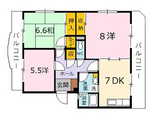 サンハイツI(3DK/3階)の間取り写真