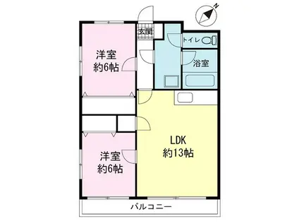 メゾンデンベイΑ(2LDK/3階)の間取り写真