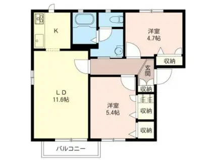 SHAMAISON ファミーユウエスト(2LDK/2階)の間取り写真