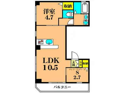 サンテラス令和NKレジデンス(1LDK/4階)の間取り写真