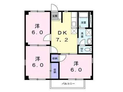 ニューシティ雅I(3DK/1階)の間取り写真