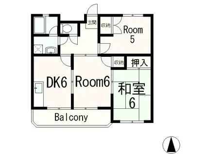 ファミールSANSE(3DK/2階)の間取り写真