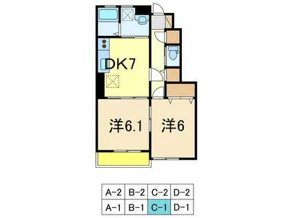 CACHETTE-カシェット-(2DK/1階)の間取り写真