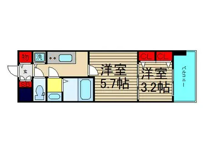 エスレジデンス日本橋クオリア(2K/6階)の間取り写真