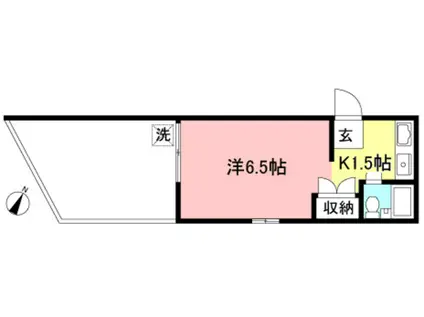 フォブール向ヶ丘(1K/1階)の間取り写真