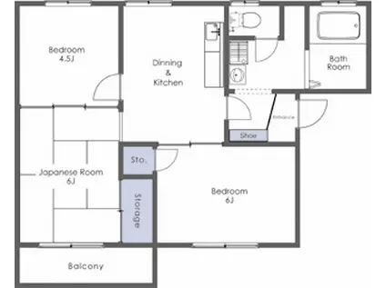 スズトハイツA棟(3DK/1階)の間取り写真