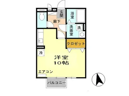 パークハイム吾妻(ワンルーム/2階)の間取り写真