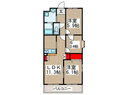 ランドロードUA棟(2SLDK/2階)の間取り写真