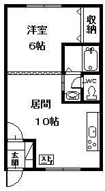 サンライフ錦町I(1DK/2階)の間取り写真