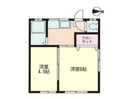 伊東アパート(2K/1階)の間取り写真