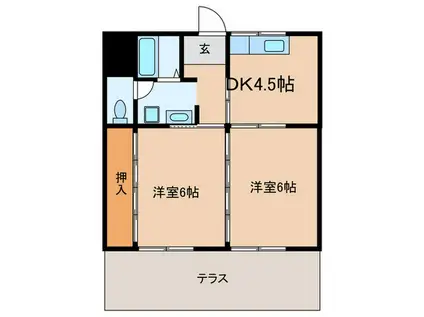 メゾン戸井(2DK/1階)の間取り写真