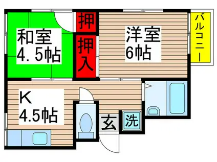 ファミールハイツ(2K/2階)の間取り写真