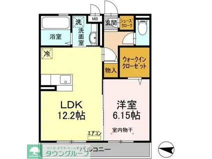 PARK HILLS MIYAKO G(1LDK/2階)の間取り写真