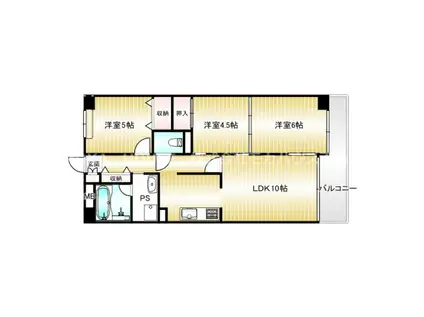 ライオンズマンション姫路西今宿(3LDK/2階)の間取り写真