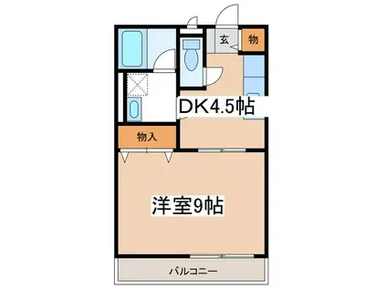 鎌田スカイ(1DK/3階)の間取り写真