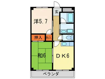 メゾン・ド・ヒラオカ・2番館(2DK/3階)の間取り写真