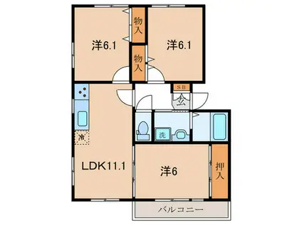PINE GARDEN(3LDK/3階)の間取り写真