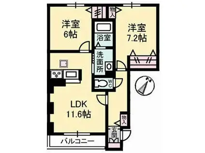 シャーメゾン シエクル(2LDK/1階)の間取り写真