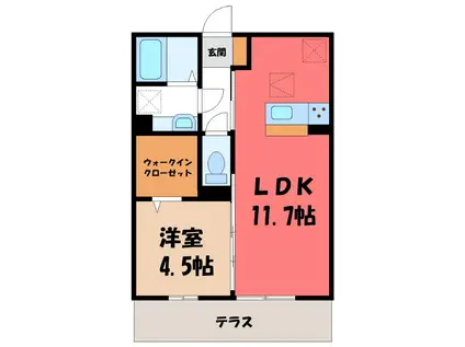 LUANAルアナ(1LDK/1階)の間取り写真