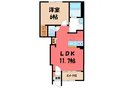 コンフォート・シャルール(1LDK/1階)の間取り写真