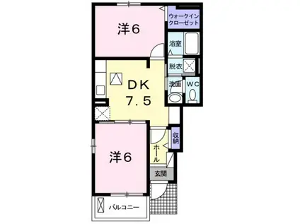 ＪＲ山陽本線 安芸中野駅 徒歩26分 2階建 築10年(2DK/1階)の間取り写真