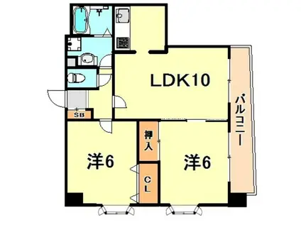 サントピア須磨(2LDK/5階)の間取り写真