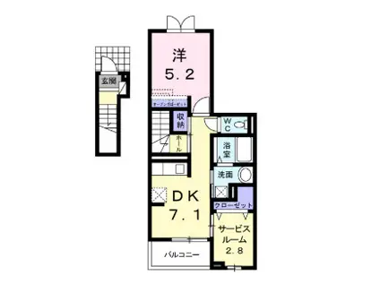 サン・ブライト(1SLDK/2階)の間取り写真