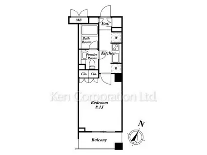 プレミアステージ市ヶ谷河田町(1K/3階)の間取り写真