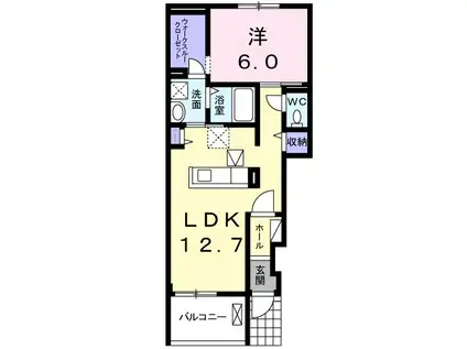 ハレオオノ3(1LDK/1階)の間取り写真