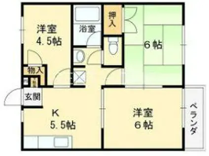 カレミ青山(3DK/2階)の間取り写真