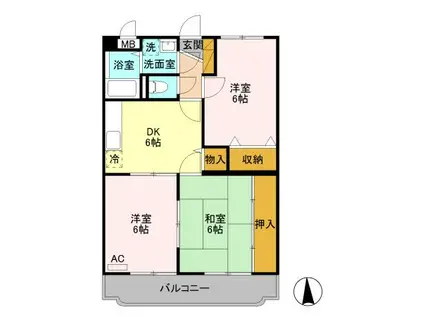 ユーミーサフラン(3DK/1階)の間取り写真