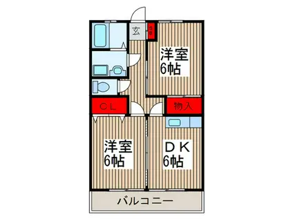 ヴィラプリムローズC(2DK/1階)の間取り写真