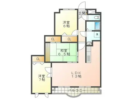 クレストールサカクラ(3LDK/3階)の間取り写真
