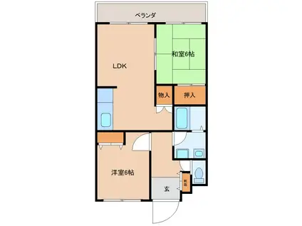 パークサイドノガミI(2LDK/2階)の間取り写真